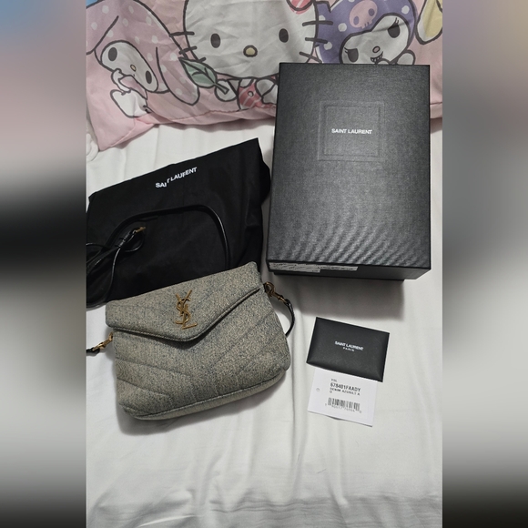 Saint Laurent Handbags - Saint Laurent Quilted Crossbody Bag in Gray with Gold Hardware